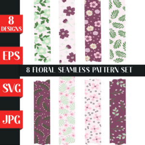 Floral Seamless Pattern Bundle Svg