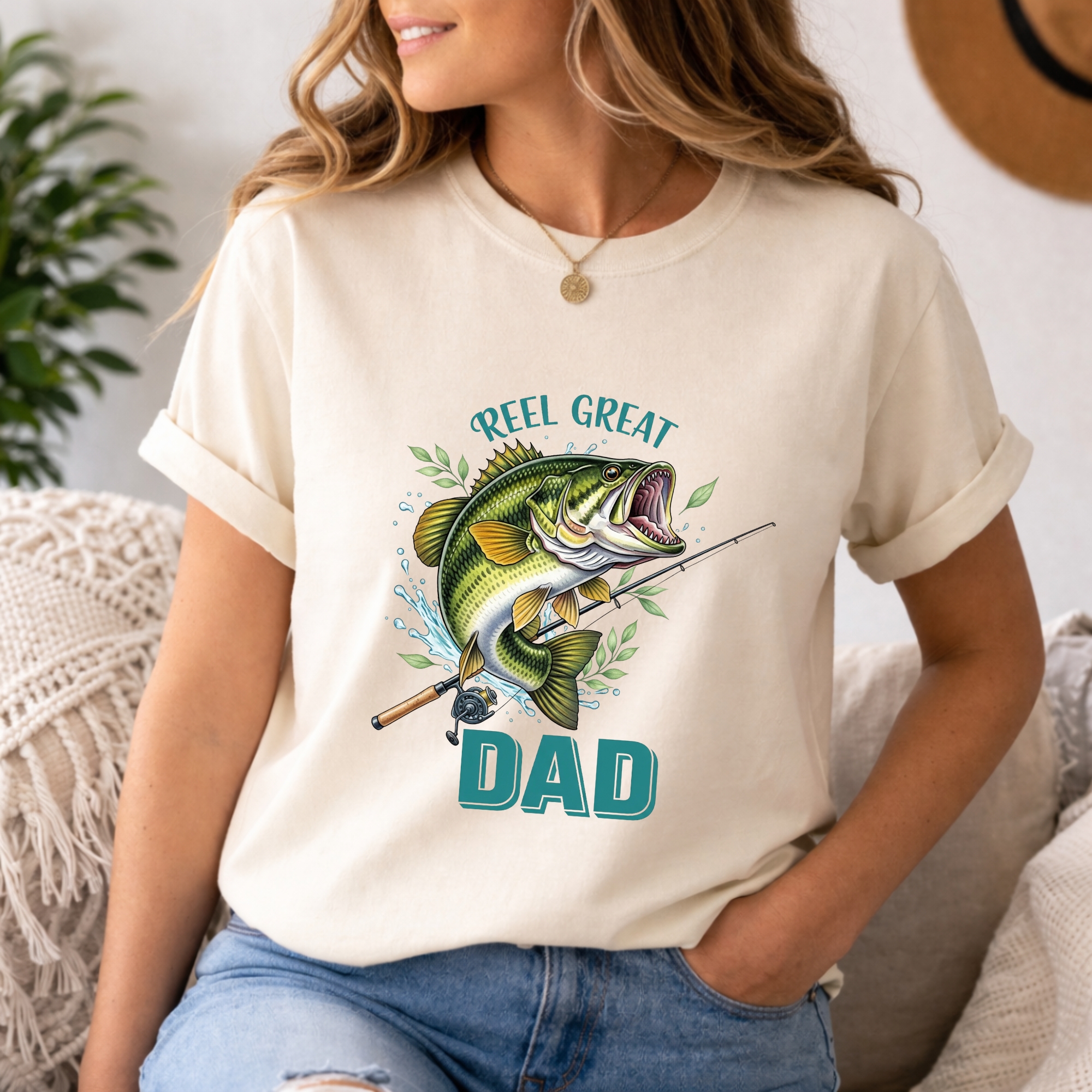 Reel Great Dad PNG | Bass Fishing Sublimation Design for T-Shirts, Father's Day Fisherman Digital Download Graphic