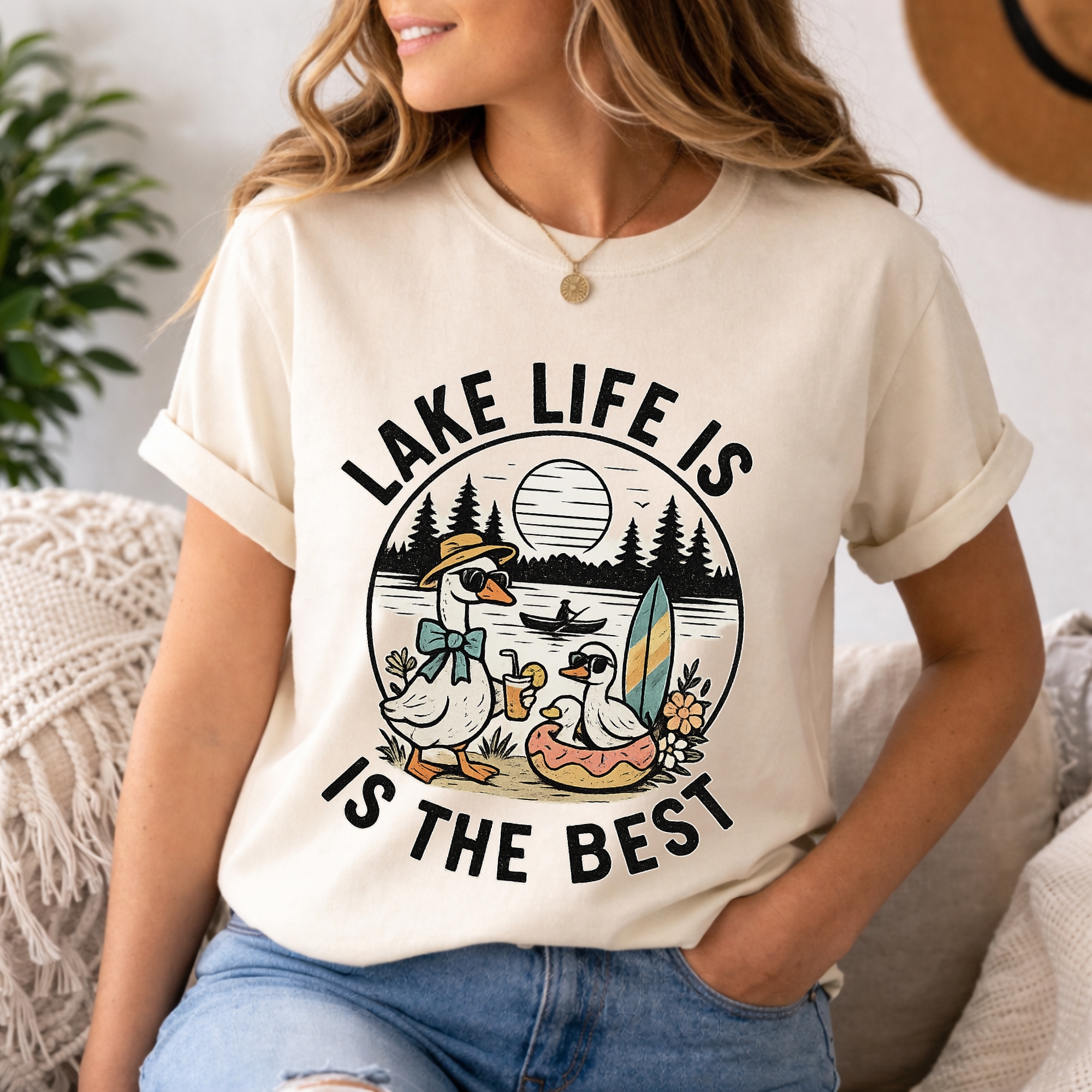 Lake Life Is The Best PNG | Retro Summer Ducks Sublimation Design for T-Shirts, Cute Lake Vacation Digital Download Graphic