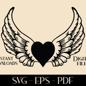 Winged Heart SVG, EPS & PDF – Digital Download