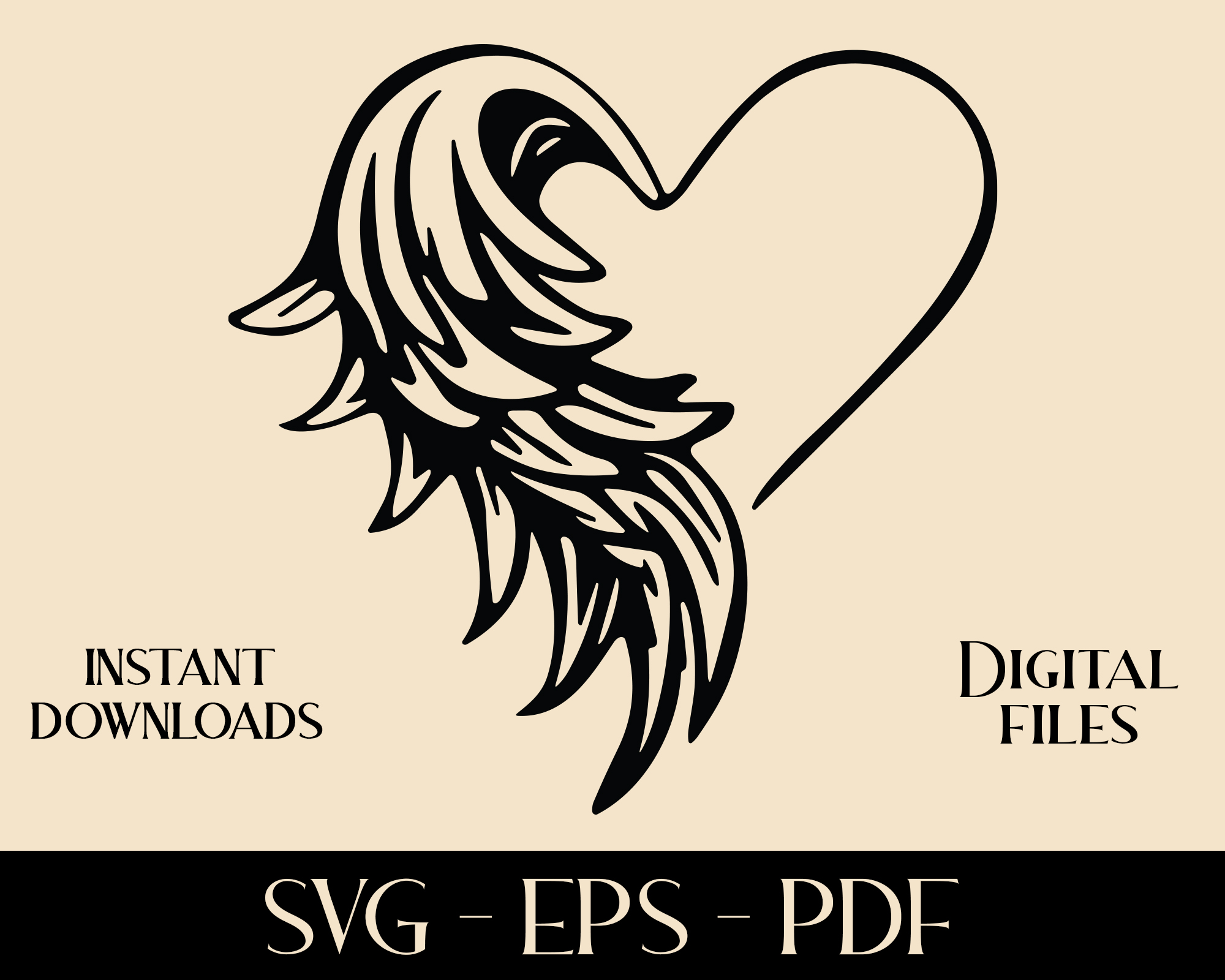 Angel Wing Heart SVG, EPS & PDF – Digital Download